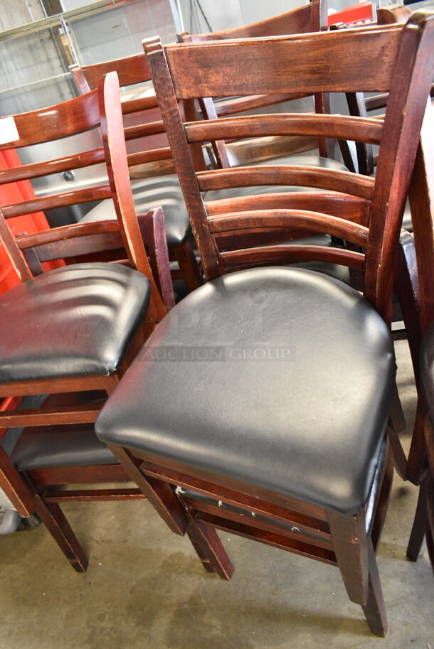 12 Wooden Dining Height Ladder Back Chair w/ Black Seat Cushion. 12 Times Your Bid!  - Image 7 of 7
