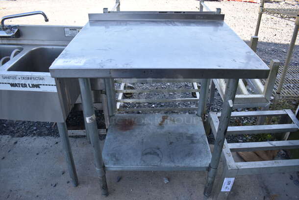 Stainless Steel Commercial Table w/ Back Splash and Under Shelf. 30x24x33