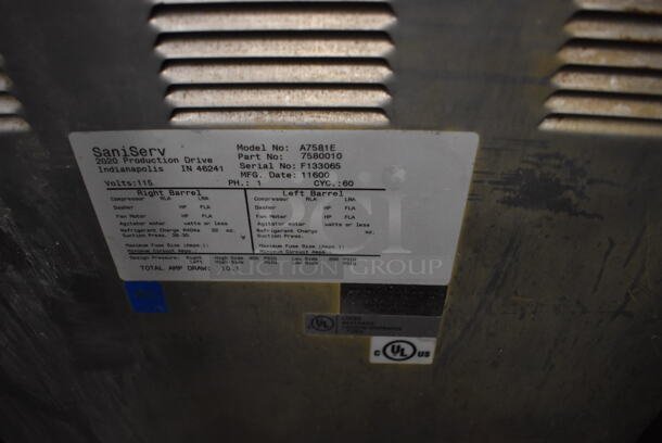 SaniServ A7581E Stainless Steel Commercial Countertop 2 Flavor Frozen Beverage Machine. 115 Volts, 1 Phase. 20x30x33 - Image 6 of 6