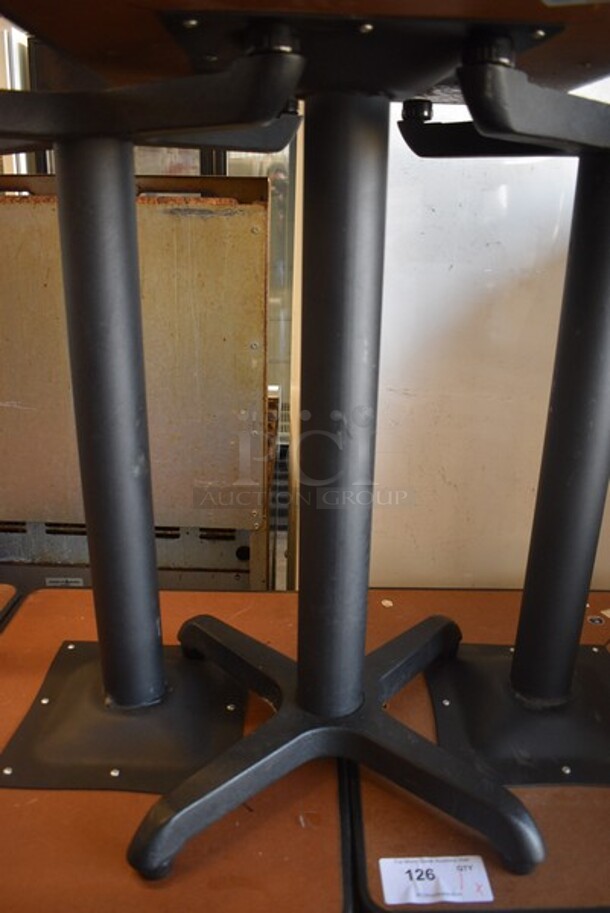 Wood Pattern Table w/ Black Metal Table Base. Stock Picture - Cosmetic Condition May Vary. 20x24x30. - Image 3 of 4