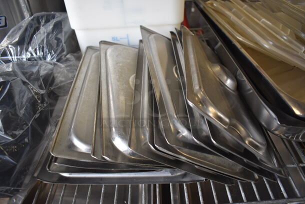 ALL ONE MONEY! Tier Lot of Various Drop In Bin Lids, Poly Containers, Metal Serving Trays and Poly Soap Dispensers - Image 3 of 6