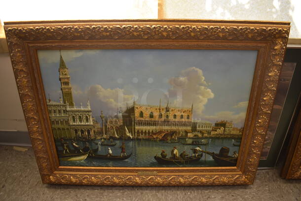 Framed Canvas Painting Reproduction of View of the Bacino di San Marco by Antonio Canaletto From Art Dealer Ed Mero! - Image 1 of 6