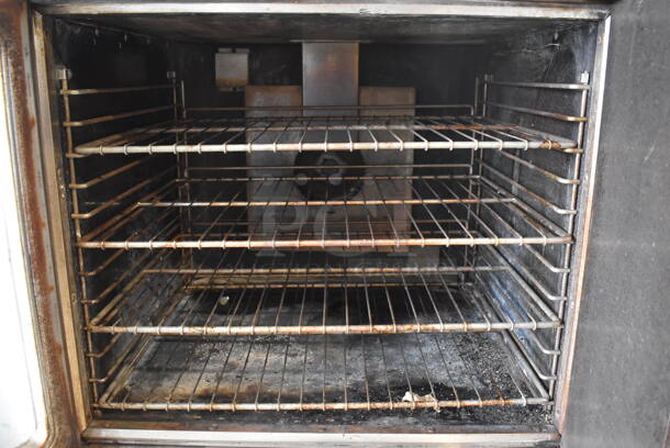 Imperial Stainless Steel Commercial Natural Gas Powered Full Size Convection Oven w/ View Through Door, Solid Door, Thermostatic Controls and Metal Oven Racks on Metal Legs. 38x40x61 - Image 6 of 8