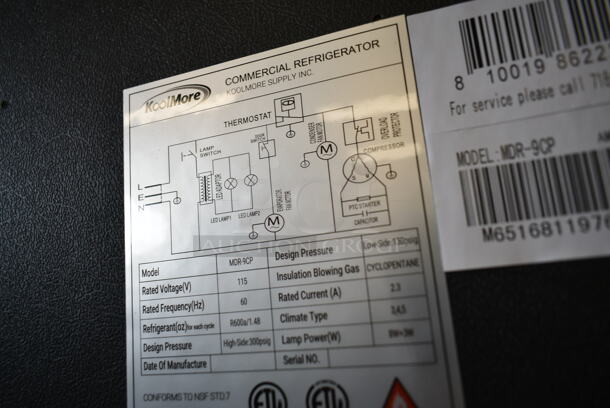 BRAND NEW SCRATCH AND DENT! KoolMore MDR-9CP Stainless Steel Commercial Single Door Reach In Cooler Merchandiser. See Pictures For Damage To Top Panel. 115 Volts, 1 Phase. Tested and Working! - Image 5 of 5