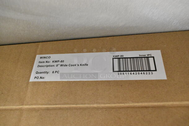 2 Boxes of 6 BRAND NEW SCRATCH AND DENT! Winco KWP-80 8" Wide Cooks Knife. 2 Times Your Bid!  - Image 4 of 4
