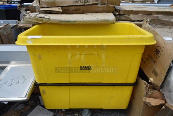 BRAND NEW SCRATCH AND DENT! Lavex 475CT12100YW 16 Cubic Foot Yellow Leakproof Cube Truck (1000 lb. Capacity) - Image 2 of 5