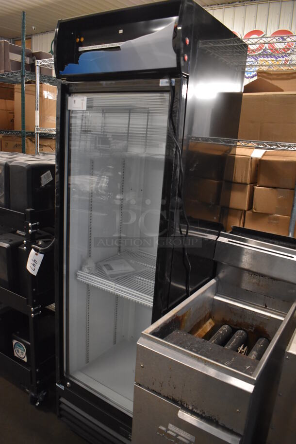 BRAND NEW SCRATCH AND DENT! KoolMore MDR-1GD-13C Metal Commercial Single Door Reach In Cooler Merchandiser w/ Poly Coated Racks. 115 Volts, 1 Phase. 23x24x78. Tested and Working! - Image 3 of 6