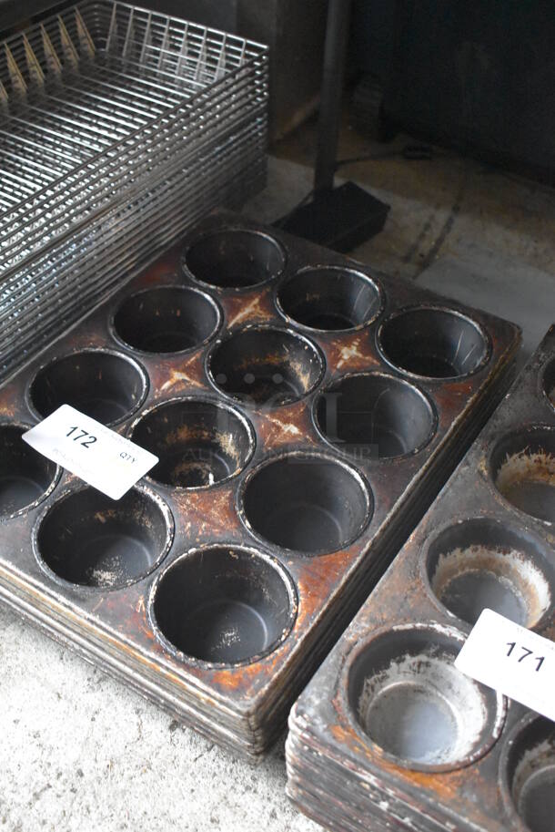 10 Metal 12 Cup Muffin Baking Pans. 10 Times Your Bid! - Image 3 of 3