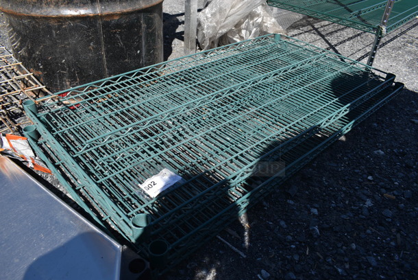 ALL ONE MONEY! Lot of 3 Green Finish Wire Shelves. 48x24x1.5