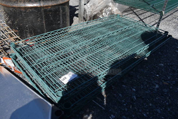 ALL ONE MONEY! Lot of 3 Green Finish Wire Shelves. 48x24x1.5 - Image 1 of 3
