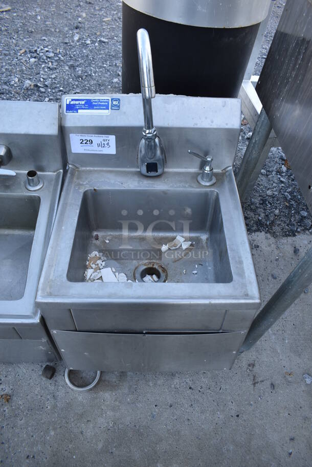 Universal Stainless Steel Commercial Wall Mount Single Bay Sink w/ Faucet. 15.5x16.5x28 - Image 4 of 5