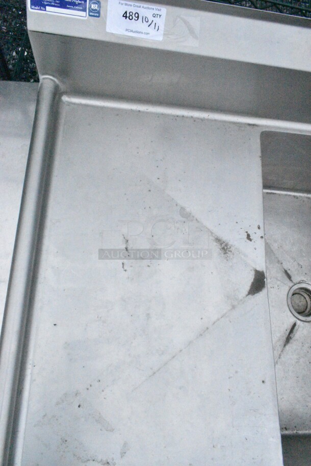 Stainless Steel Commercial 3 Bay Sink w/ Dual Drain Boards, Under Shelf, Faucet, Handles and Spray Nozzle Attachment. Bays 20x28x12. Drain Board 18x30 - Image 12 of 12
