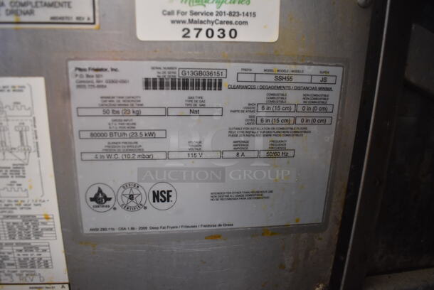 2013 Pitco SSH55 Double Natural Gas Powered Fryer 80,000 BTU w/ Dump Station and Filtration System. - Image 7 of 8