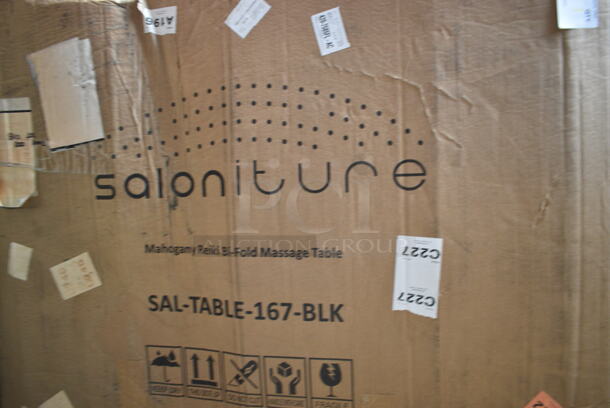 BRAND NEW SCRATCH AND DENT! Saloniture SAL-TABLE-167-BLK Portable Lightweight Bi-Fold Memory Foam Massage Table - Image 2 of 4