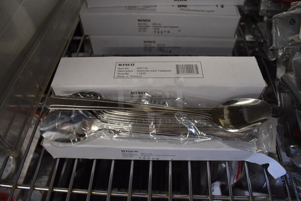 60 BRAND NEW IN BOX! Winco 0001-02 Stainless Steel Dominion Iced Teaspoons. 8