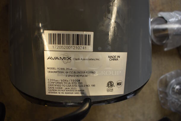BRAND NEW IN BOX! Avamix Model 928BL2K64 Metal Commercial Countertop Blender w/ Pitcher. 120 Volts, 1 Phase. 8x10x21 - Image 5 of 7