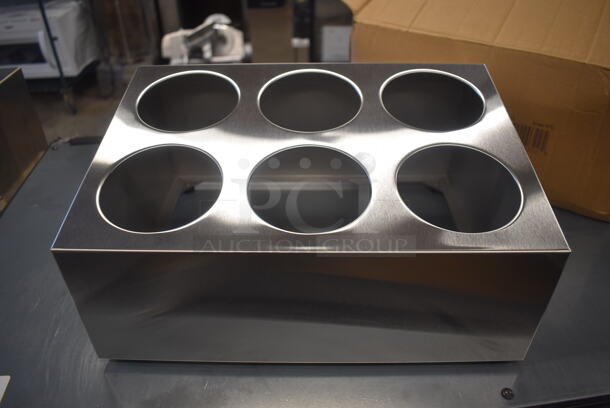 BRAND NEW IN BOX! Winco FC-6H Stainless Steel Countertop Flatware Holder. 15x12x8 - Image 1 of 4
