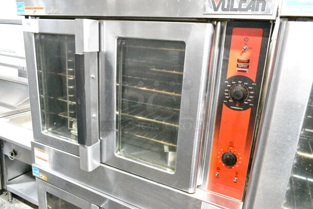 2 Vulcan VC6GD-SEFCAM5 Stainless Steel Commercial Natural Gas Powered Full Size Convection Oven w/ View Through Doors, Metal Oven Racks and Thermostatic Controls. 2 Times Your Bid!  - Image 2 of 10