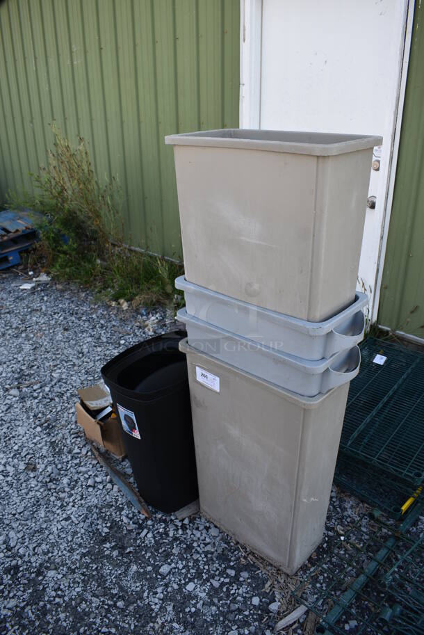 5 Various Poly Trash Cans Including 4 Slim Jim Trash Cans. Includes 11x20x30. 5 Times Your Bid!