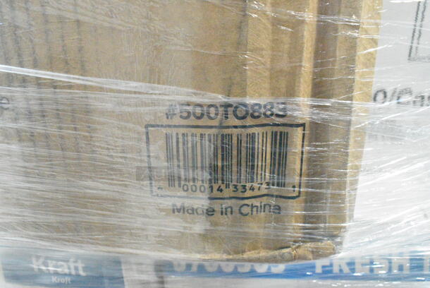 PALLET LOT of 22 BRAND NEW Boxes Including 966UPWIDEKFT OneUp by Choice Kraft 2-Ply Wide Interfold 6 1/2" x 8 1/2" Dispenser Napkin - 6000/Case, 130WBKFORKH Choice Black Heavy Weight Wrapped Plastic Fork - 1000/Case, 500TO883 Choice 8" x 8" x 3" Microwaveable 1-Compartment Black / Clear Plastic Hinged Container - 100/Case, 2 Box 130WHKNIFEWX Choice White Extra Heavy Weight Wrapped Plastic Knife - 1000/Case, 3 Box 6700305 4" x 6" Lemon Scented Moist Towelette / Wet Nap Hand Wipe - 1000/Case, 3 Box 500LFLAT Choice Clear Flat Lid with Straw Slot - 9, 12, 16, 20, and 24 oz. - 1000/Case, 127RD32COMBO Choice 32 oz. Customizable Microwavable Clear Round Deli Container and Lid Combo Pack - 250/Case, 795KFTL32PLA EcoChoice 16-32 oz. Round Compostable PLA Take-Out Lid - 300/Case. 22 Times Your Bid!  - Image 4 of 12