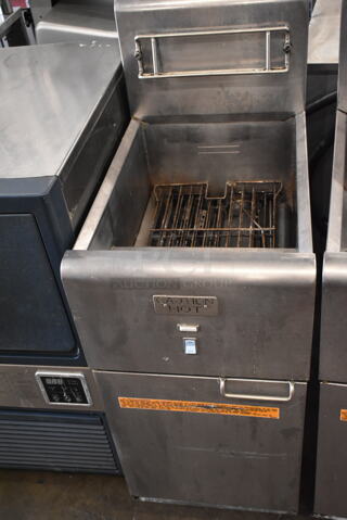 2015 Frymaster SR14ESD Stainless Steel Commercial Floor Style Electric Powered Deep Fat Fryer. 208 Volts, 3 Phase. 