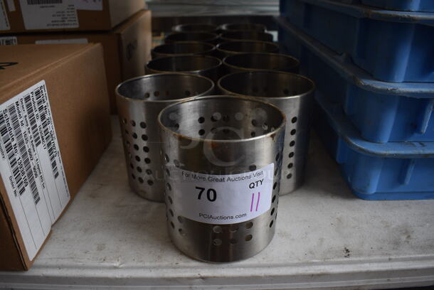 11 Stainless Steel Perforated Bins. 5x5x5. 11 Times Your Bid!