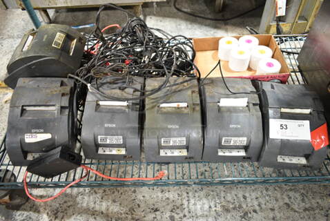 6 Epson M188B Receipt Printers and 5 Rolls of Printer Paper. 6 Times Your Bid!