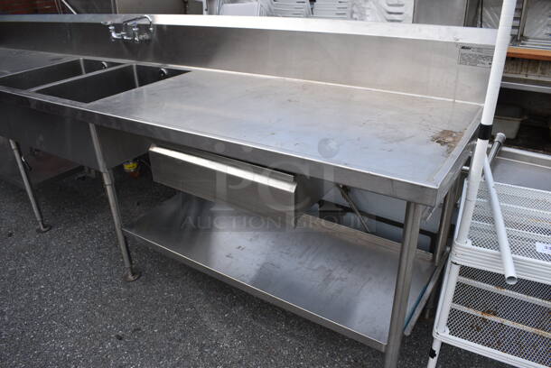Stainless Steel 2 Bay Sink w/ Faucet, Handles and Under Shelves. 144x30x46. Bays 18x24x12 - Image 2 of 6