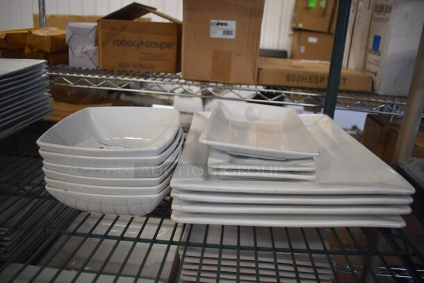 ALL ONE MONEY! Lot of 13 Various White Ceramic Dishes.  - Image 1 of 3