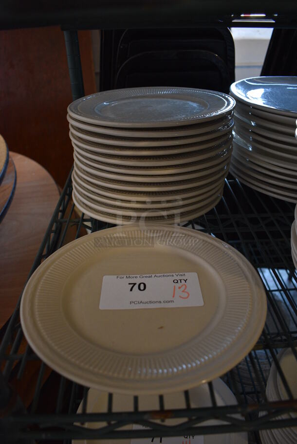 13 White Ceramic Plates. 9.5x9.5x1. 13 Times Your Bid! - Image 1 of 4
