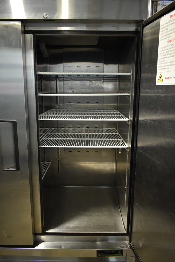 2020 Atosa MBF8507GR Stainless Steel Commercial 2 Door Reach In Cooler w/ Poly Coated Racks on Commercial Casters. 115 Volts, 1 Phase. Tested and Working! - Image 9 of 9