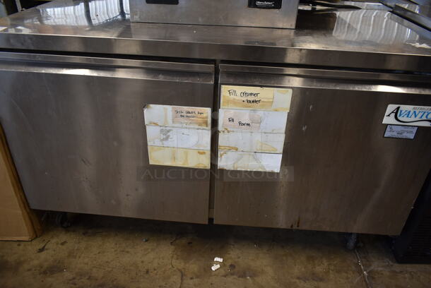 Avantco 178TUC60R Stainless Steel Commercial 2 Door Undercounter Cooler on Commercial Casters. 115 Volts, 1 Phase. Tested and Powers On But Does Not Get Cold
 - Image 4 of 8