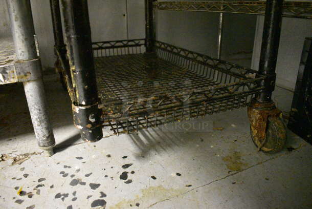 Chrome Finish 3 Tier Wire Cart w/ Push Handle. Missing 1 Caster. 35x18x35. (kitchen) - Image 4 of 4