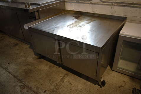 Stainless Steel Commercial Equipment Stand w/ 2 Doors on Commercial Casters. 