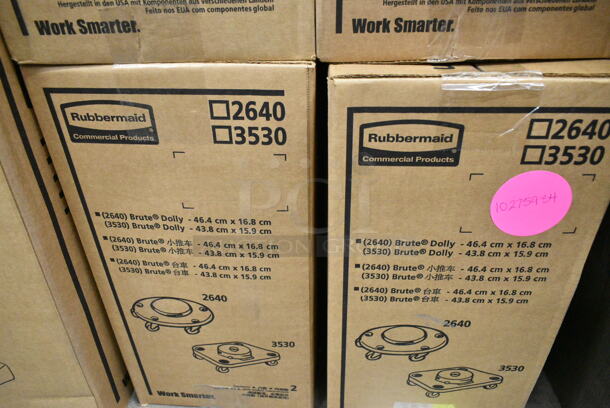 4 BRAND NEW SCRATCH AND DENT! Boxes of Rubbermaid FG264000BLA BRUTE Trash Can Dolly and Rubbermaid FG353000BLA BRUTE Black Square Trash Can Dolly. 4 Times Your Bid!  - Image 5 of 5