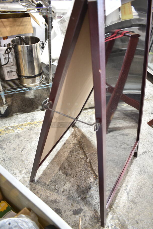 2 BRAND NEW! Items; A Frame Sidewalk Sign and Wood Pattern Serving Tray Stand. 25x2x45, 17x16x24. 2 Times Your Bid! - Image 6 of 6