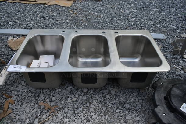 BRAND NEW SCRATCH AND DENT! Stainless Steel 3 Bay Drop In Sink. Bays 10x14x9.5 - Item #1103250