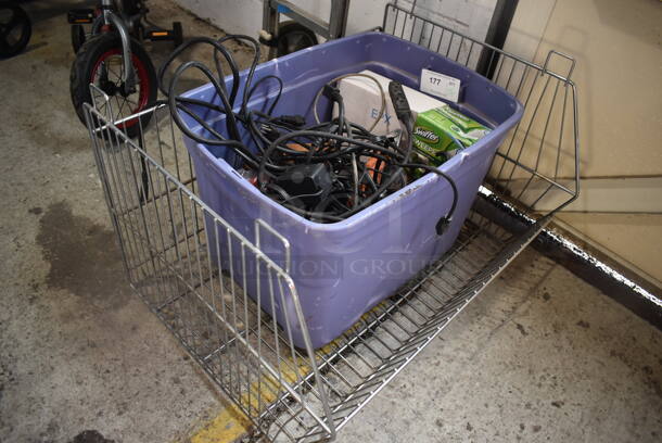 ALL ONE MONEY! Lot of Various Wires, Bin, and Metal Basket - Image 2 of 4