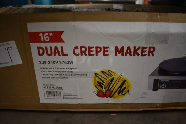 IN ORIGINAL BOX! Carnival King 382CM16DBL Stainless Steel Commercial Countertop Electric Powered 2 Burner Crepe Maker. 208-240 Volts, 1 Phase. 34x18x7 - Image 3 of 10