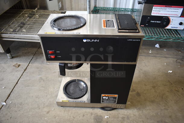 BRAND NEW SCRATCH AND DENT! 2022 Bunn VPR Stainless Steel Commercial 2 Burner Coffee Machine w/ Poly Brew Basket. Does Not Come w/ Coffee Pots. 120 Volts, 1 Phase.  - Image 2 of 6