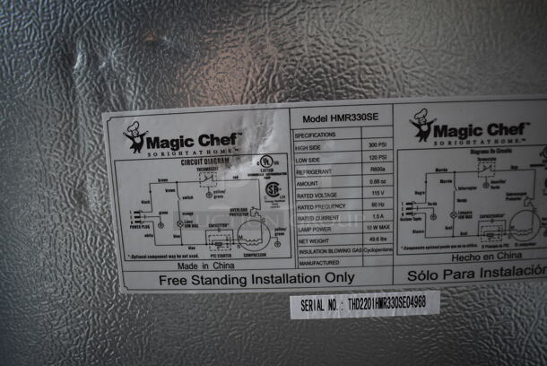 Magic Chef HMR330SE Metal Mini Cooler. 115 Volts, 1 Phase. 19x18x33. Tested and Working! - Image 7 of 7