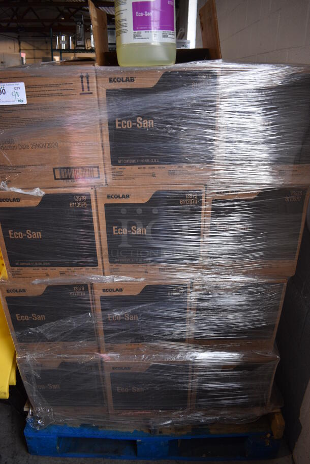 PALLET LOT of 48 BRAND NEW! Boxes of 4 Ecolab Eco-San Jugs. Total of 192 Jugs. 6x6x12. 48 Times Your Bid!  - Image 3 of 3