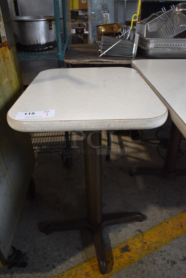 Dining Height Table w/ White Tabletop on Black Metal Table Base. 18x24x30