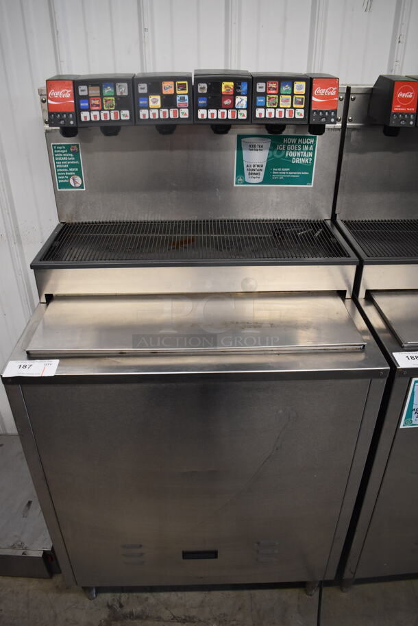 Stainless Steel Commercial 5 Head Carbonated Beverage Machine on Ice Bin. 30x25x56
