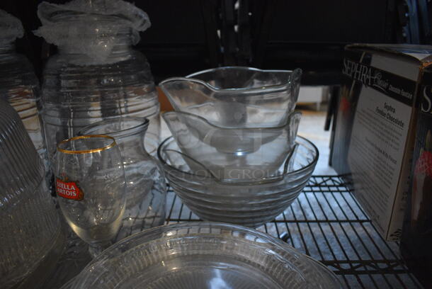ALL ONE MONEY! Lot of Various Glass Dishes Including Plates, Bowls, Dome Cake Lids and Carafes - Image 3 of 7
