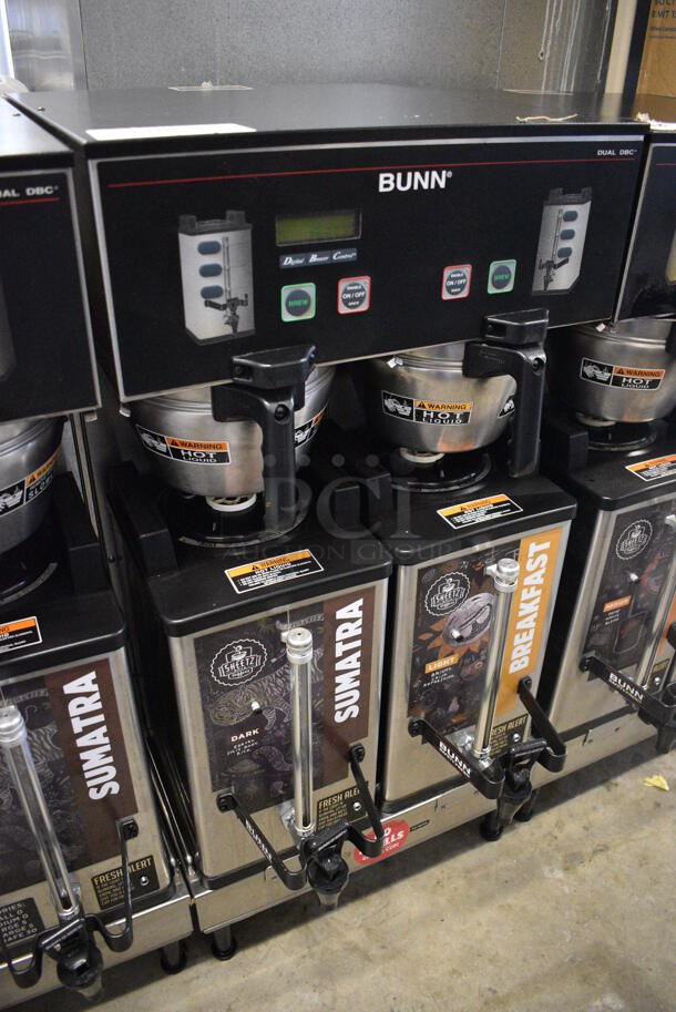 2013 Bunn Model DUAL SH DBC Stainless Steel Commercial Countertop Dual Coffee Machine w/ 2 Stainless Steel Brew Baskets and 2 Bunn Model SH SERVER Satellite Servers. 120/208-240 Volts, 1 Phase. 18x24x36. Tested and Working! - Image 2 of 5
