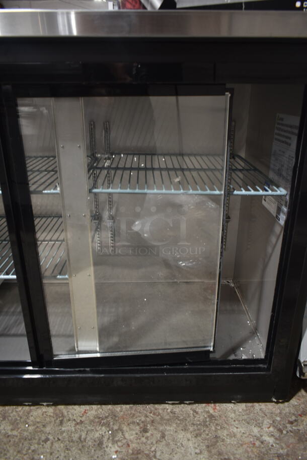 BRAND NEW SCRATCH AND DENT! 2023 Avantco 178UBB72SHC Stainless Steel Commercial 3 Door Back Bar Cooler Merchandiser. Missing 1 Door. 115 Volts, 1 Phase.  Tested and Does Not Power On - Image 7 of 9