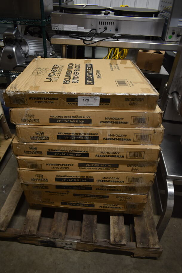 10 BRAND NEW SCRATCH AND DENT! Lancaster Table & Seating 3492424BBMAH Mahogany Reclaimed Wood Butcher Block Tabletops. 10 Times Your Bid! - Image 2 of 5