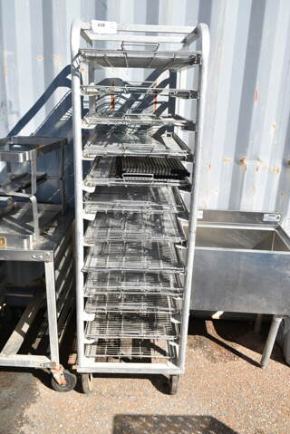 Metal Pan Transport Rack on Commercial Casters w/ Contents. 