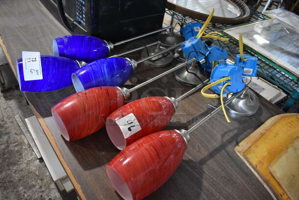 6 Light Fixtures; 3 Blue and 3 Red. 4x4x24. 6 Times Your Bid! - Image 2 of 3